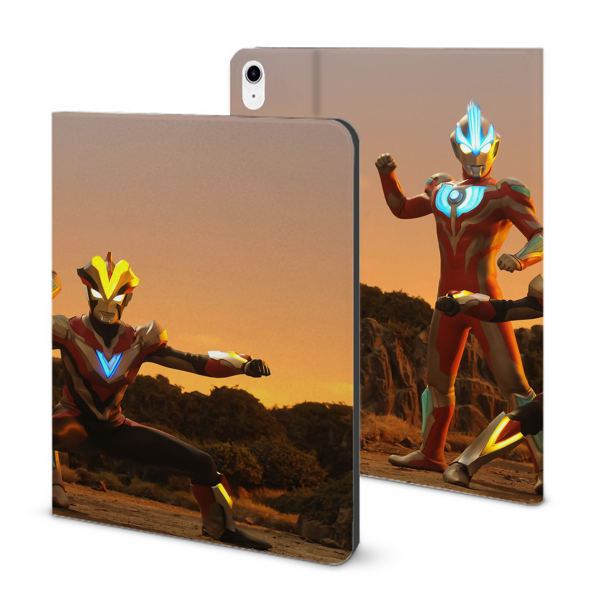 （画像用） ウルトラマン Ultraman IPad ケース ブック型 PUレザー TPU 耐衝撃 軽量 薄型 ペン収納なし 全面保護 IPad 各モデル対応